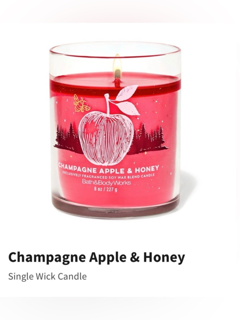 NIB Bath & Body Works “Champagne Apple & Honey” Single Wick Candle w Metal Lid.